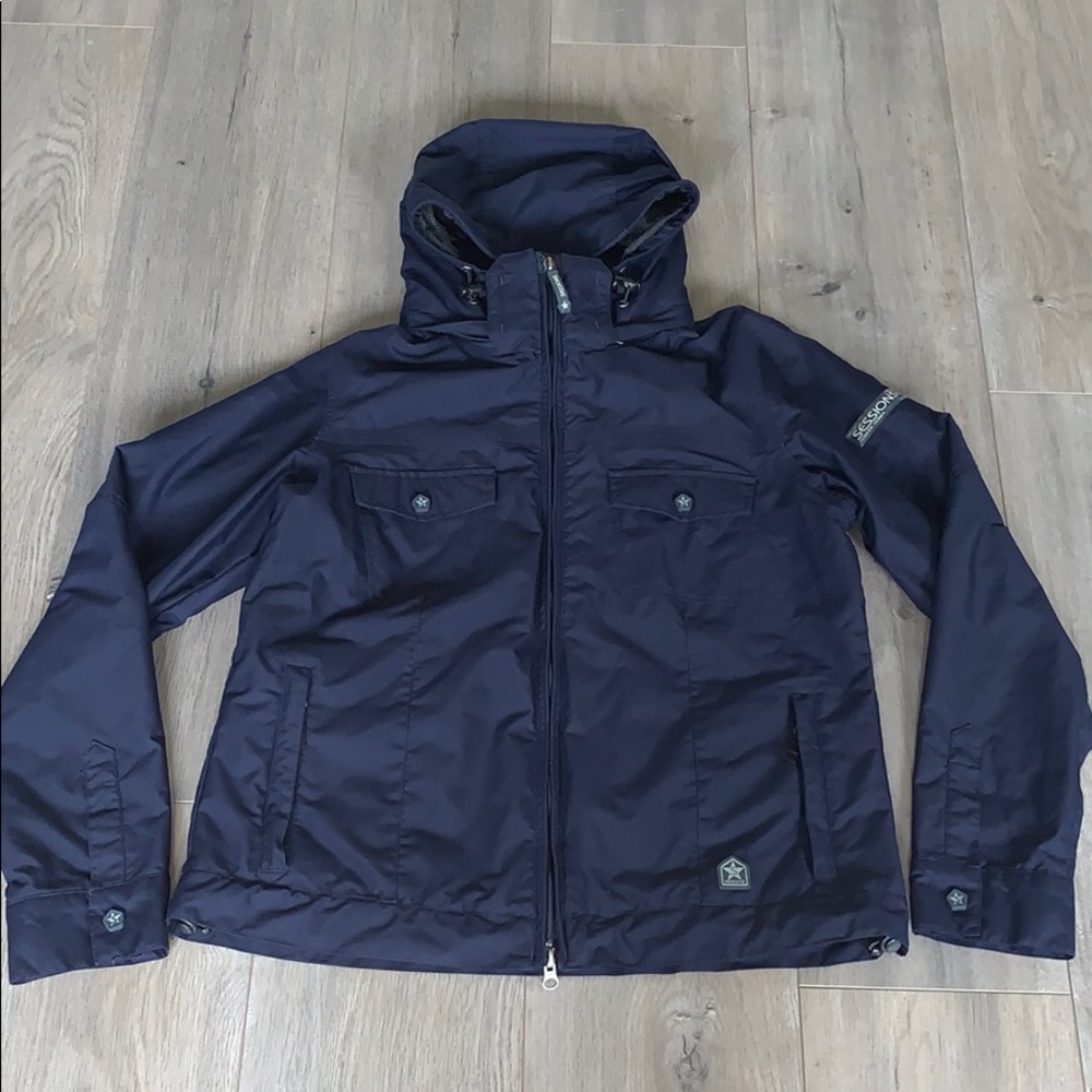 Sessions Navy Jacket Outdoor Rain Waterproof Large